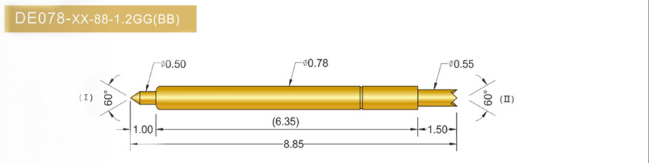 078雙頭探針尺寸、BGA雙頭頂針、雙向可動探針、帶彈簧頂針、測試探針