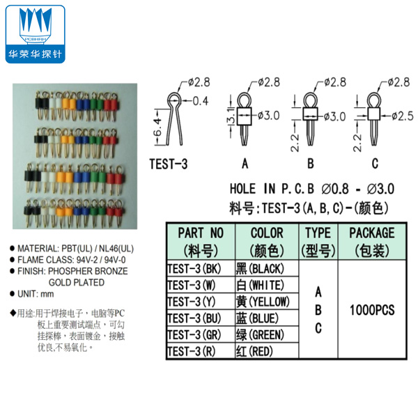 治具配件——測試點